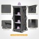 Folding camping storage cabinet with 3 shelves, waterproof oxford cloth, and heavy-duty steel frame for outdoor use.